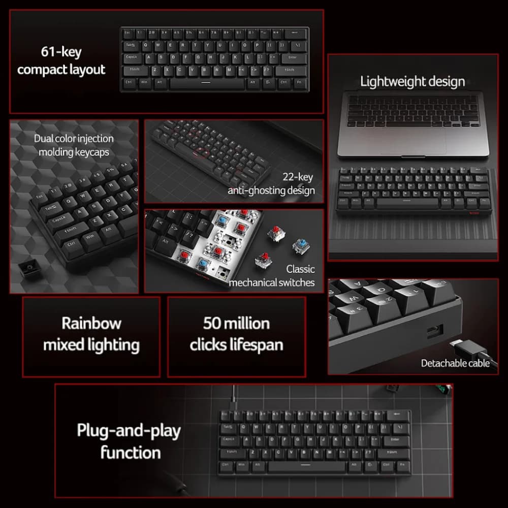 Acer Nitro OKW239 Wired Gaming Mechanical Keyboard | 61-Key