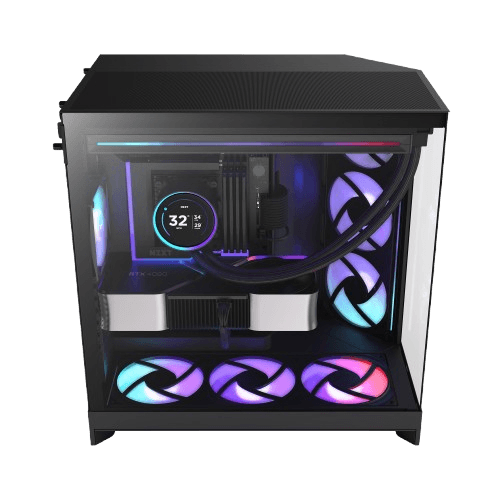 NZXT H9 Flow RGB Dual-Chamber Mid-Tower Case | RGB Fans | All Black