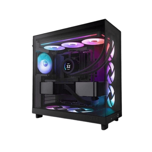 NZXT F360 RGB Core black fan installed