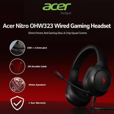 Acer Nitro OHW323 BK microphone headset