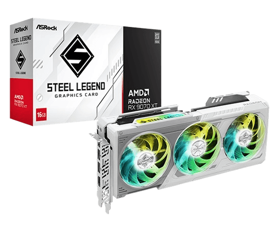 ASRock RX 9070 XT Steel Legend 16GB front view