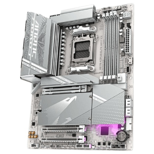 Gigabyte X870 AORUS ELITE WIFI7 ICE motherboard angle view